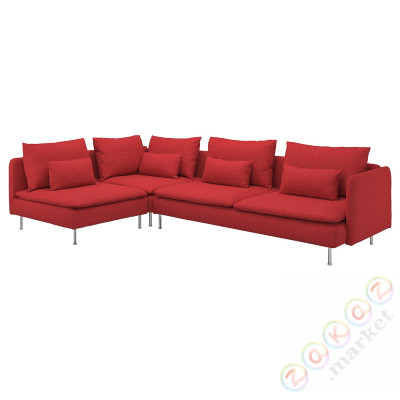 ⭐SODERHAMN⭐4-местный угловой диван, с открытым концом/Tonerud красный⭐ИКЕА-29514419