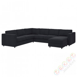 ⭐VIMLE⭐Чехол на угловой диван, 5-человек, с шезлонгом/Saxemara черно-синий⭐ИКЕА-59424257