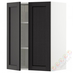 ⭐METOD⭐Навесной шкаф с полками/2 дверь, белый/Lerhyttan черный морилка, 60x80 cm⭐ИКЕА-79461611