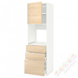 ⭐METOD / MAXIMERA⭐Кабинет высокой температуры/Drz/3 шу, белый/Askersund яркий узор ясеня, 60x60x200 cm⭐ИКЕА-09467503