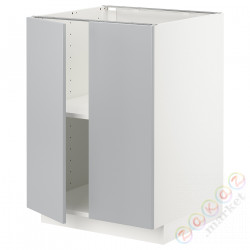 ⭐METOD⭐Кабинет stj/полки/2 дверь, белый/Veddinge Серый, 60x60 cm⭐ИКЕА-99462803