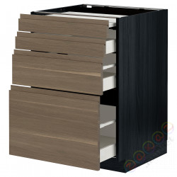 ⭐METOD / MAXIMERA⭐Кабинет ул. сwysuwanym blatem/3шу, черный/Орех Voxtorp, 60x60 cm⭐ИКЕА-79433958