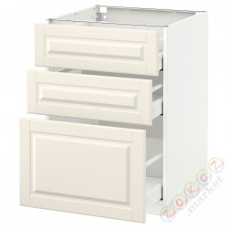 ⭐METOD / MAXIMERA⭐Напольный шкаф с 3 ящики, белый/Bodbyn сливочный, 60x60 cm⭐ИКЕА-89049649
