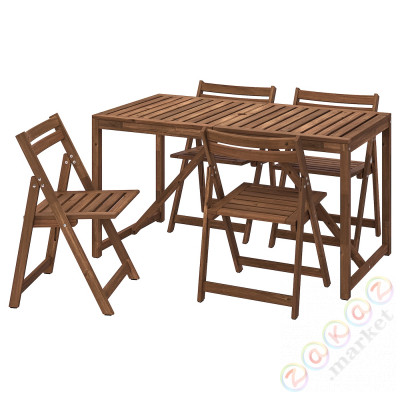 ⭐NAMMARO⭐Таблица +4 складные стулья, сад, светло-коричневое пятно, 140 cm⭐ИКЕА-19544723