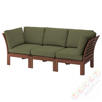 ⭐ÄPPLARÖ⭐3-пассажирский модульный диван, снаружи, коричневое пятно/Frösön/Duvholmen темно-бежевыйowo-зеленый223x80x84 cm⭐ИКЕА-69413871