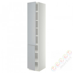 ⭐METOD⭐Высокий шкаф с полками/2Drz, белый/Veddinge Серый, 40x60x220 cm⭐ИКЕА-49466587