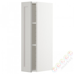 ⭐METOD⭐Навесной шкаф с полками, белый/Lerhyttan светло-серый, 20x80 cm⭐ИКЕА-39455532