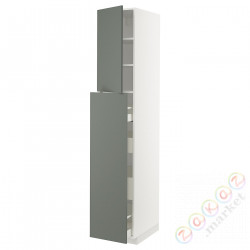 ⭐METOD / MAXIMERA⭐Sза wys сwys 4шу/1Drz/2половина, белый/Bodarp серо-зеленый, 40x60x220 cm⭐ИКЕА-49470184