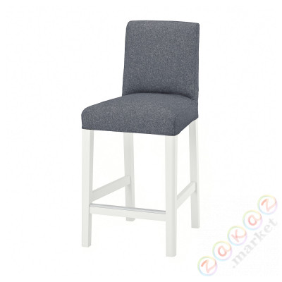 ⭐BERGMUND⭐Барный стул со спинкой, белый/Gunnared средний серый, 62 cm⭐ИКЕА-89384684