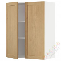 ⭐METOD⭐Навесной шкаф с полками/2 дверь, белый/Forsbacka дуб, 80x100 cm⭐ИКЕА-49509346