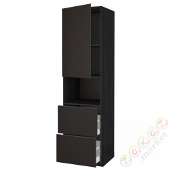 ⭐METOD / MAXIMERA⭐В шкафу для микрофона дверь/2 ящики, черный/Кунгсбака антрацит, 60x60x220 cm⭐ИКЕА-79461927