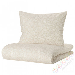 ⭐TRINDSTARR⭐Poszwa na kołdrę i posвызовka, бежевый/белый, 150x200/50x60 cm⭐ИКЕА-80493244