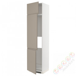 ⭐METOD⭐Ледяной шкаф высокий/замораживание/3Drz, белый/Upplöv матciemnoбежевый, 60x60x240 cm⭐ИКЕА-79491627