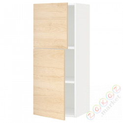 ⭐METOD⭐Навесной шкаф с полками/2 дверь, белый/Askersund яркий узор ясеня, 40x100 cm⭐ИКЕА-59467261