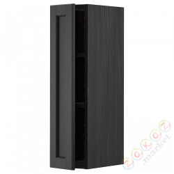 ⭐METOD⭐Навесной шкаф с полками, черный/Lerhyttan черный морилка, 20x80 cm⭐ИКЕА-69458652