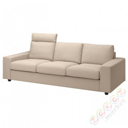 ⭐VIMLE⭐Диван 3-человекowa, с подголовником сширокийmi связаныokietnikami/Халларп бежевый⭐ИКЕА-59401425