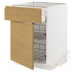 ⭐METOD / MAXIMERA⭐Кабинет stj/доктор/ящики/дверь, белый/Voxtorpподражание. дуб, 60x60 cm⭐ИКЕА-69538060