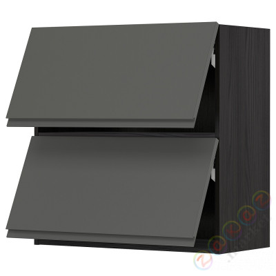 ⭐METOD⭐Горизонтальный шкаф 2 Drzв и открытое касание, черный/Voxtorpтемно-серый, 80x80 cm⭐ИКЕА-39393799