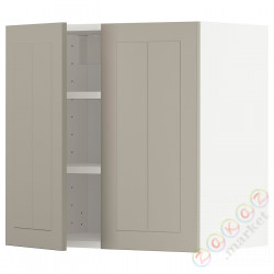 ⭐METOD⭐Навесной шкаф с полками/2 дверь, белый/Stensund бежевый, 60x60 cm⭐ИКЕА-09468588