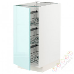 ⭐METOD⭐Гардероб с проволочной корзиной, белый Järsta/блеск светло-бирюзовый, 40x60 cm⭐ИКЕА-59468821