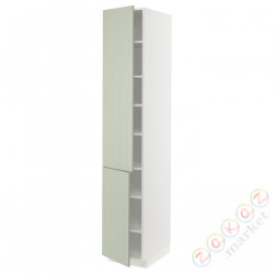 ⭐METOD⭐Высокий шкаф с полками/2Drz, белый/Stensund светло-зеленый, 40x60x220 cm⭐ИКЕА-19486718