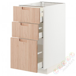⭐METOD / MAXIMERA⭐Напольный шкаф с 3 ящики, белый/Fröjered яркий бамбук, 40x60 cm⭐ИКЕА-69330277