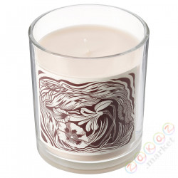 ⭐GLANSLIND⭐Свеча ароматическая w стаканe, dymiąca wanilia/светло-бежевый, 45 godz.⭐ИКЕА-00552421