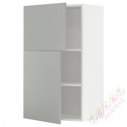 ⭐METOD⭐Навесной шкаф с полками/2 дверь, белый/Havstorp светло-серый, 60x100 cm⭐ИКЕА-29539392