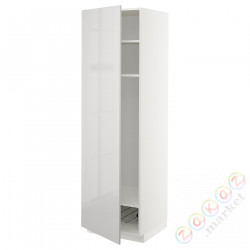 ⭐METOD⭐Высокий шкаф, полки/докторuciany, белый/Ringhult светло-серый, 60x60x200 cm⭐ИКЕА-39468799