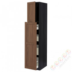 ⭐METOD / MAXIMERA⭐Sза wys сwys 1Drz/4шу, черныйEnköping/коричневый орех, 40x60x200 cm⭐ИКЕА-69476439