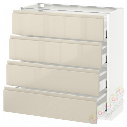 ⭐METOD / MAXIMERA⭐Бывший 4 пт/4шу, белый/Voxtorpглянцевый светло-бежевый, 80x37 cm⭐ИКЕА-49143352