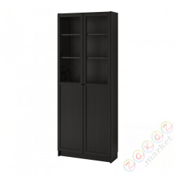 ⭐BILLY⭐Книжная полка пара Drzв панелях/стаканan, Черно-коричневый, 80x30x202 cm⭐ИКЕА-79281766