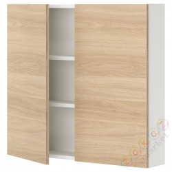 ⭐ENHET⭐настенный шкаф 2 полки/дверь, белый/подражание. дуб, 80x17x75 cm⭐ИКЕА-79323691
