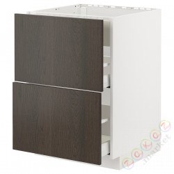 ⭐METOD / MAXIMERA⭐Постоянный шкаф/капюшон zint. с ящиками, белый/Sinarp коричневый, 60x60 cm⭐ИКЕА-79477711