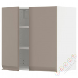 ⭐METOD⭐Навесной шкаф с полками/2 дверь, белый/Upplöv матciemnoбежевый, 60x60 cm⭐ИКЕА-59492246