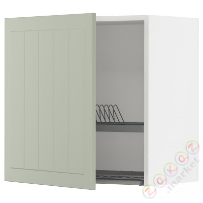 ⭐METOD⭐Навесной шкаф с сушилкой для посуды, белый/Stensund светло-зеленый, 60x60 cm⭐ИКЕА-09486907