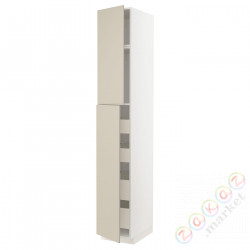 ⭐METOD / MAXIMERA⭐Шкаф, высота 2дверь/4лопата, белый/Havstorp бежевый, 40x60x240 cm⭐ИКЕА-19469865