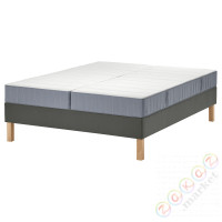 ⭐LYNGOR⭐Континентальная кровать, Vesteröy жесткий/средняя твердость/светло-синий темно-серый, 160x200 cm⭐ИКЕА-69553164