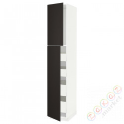 ⭐METOD / MAXIMERA⭐Шкаф, высота 2дверь/4лопата, белый/Кунгсбака антрацит, 40x60x220 cm⭐ИКЕА-79456737