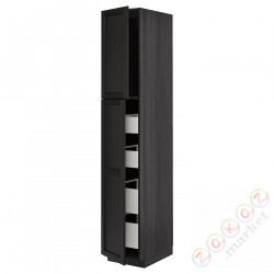 ⭐METOD / MAXIMERA⭐Шкаф, высота 2дверь/4лопата, черный/Lerhyttan черный морилка, 40x60x220 cm⭐ИКЕА-39456904