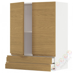 ⭐METOD / MAXIMERA⭐Sза c 2 Drz/2 ящики, белый/Voxtorpподражание. дуб, 80x100 cm⭐ИКЕА-99539237