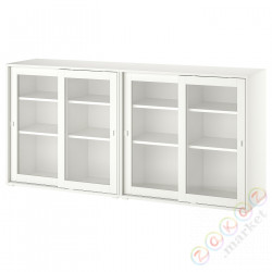 ⭐VIHALS⭐Книжный шкаф/стаканане дверь, белый/Чистое стекло, 190x37x90 cm⭐ИКЕА-89521209