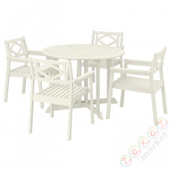 ⭐BONDHOLMEN⭐Таблица +4 стулья с подлокотниками., снаружи., белый/бежевый⭐ИКЕА-19549834