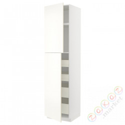 ⭐METOD / MAXIMERA⭐Шкаф, высота 2дверь/4лопата, белый/Vallstena белый, 60x60x240 cm⭐ИКЕА-79507416