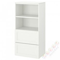 ⭐SMASTAD / PLATSA⭐Книжный шкаф, белый белая рамка/с2 ящики, 60x42x123 cm⭐ИКЕА-09420884
