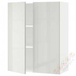 ⭐METOD⭐Навесной шкаф с полками/2 дверь, белый/Ringhult светло-серый, 80x100 cm⭐ИКЕА-49459365