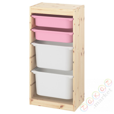 ⭐TROFAST⭐Книжный шкаф с контейнерами, светло-белая морилка розовая сосна/белый44x30x91 cm⭐ИКЕА-29338379