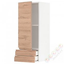 ⭐METOD / MAXIMERA⭐Навесной шкаф, дверь/2 ящики, белый/Voxtorpподражание. дуб, 40x100 cm⭐ИКЕА-99458085