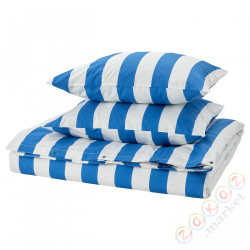 ⭐SLANHOSTMAL⭐Poszwa na kołdrę i 2 posвызовki, синий/белый/полосатый, 200x200/50x60 cm⭐ИКЕА-20578991