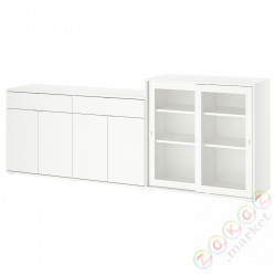 ⭐VIHALS⭐Книжный шкаф/стаканане дверь, белый/Чистое стекло, 235x37x90 cm⭐ИКЕА-29521207